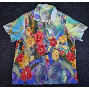 Vtg Jams World Shirt Womens Marigold Dreams Delightfully Colored Tropical Size L